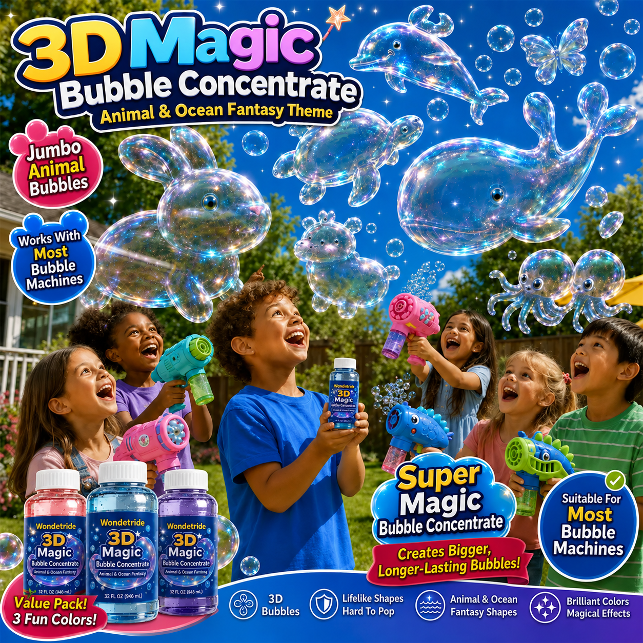 Keptdi® Super 3D Magic Bubble Concentrate —— Animal & Ocean Fantasy Theme