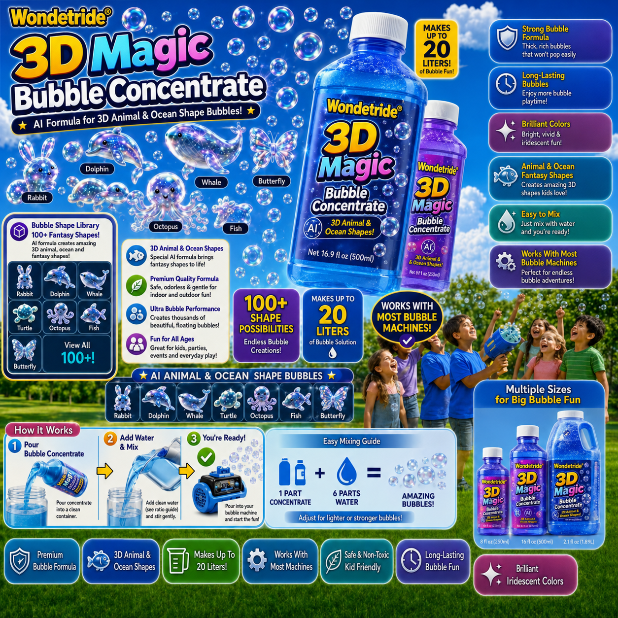 Keptdi® Super 3D Magic Bubble Concentrate —— Animal & Ocean Fantasy Theme