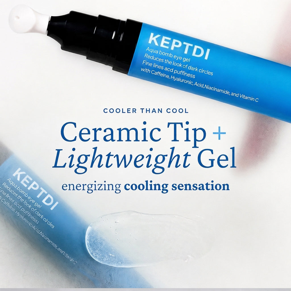 Cooling Eye Gel with Ceramic Tip | Caffeine, Niacinamide & Hyaluronic Acid Depuff Under Eye Treatment
